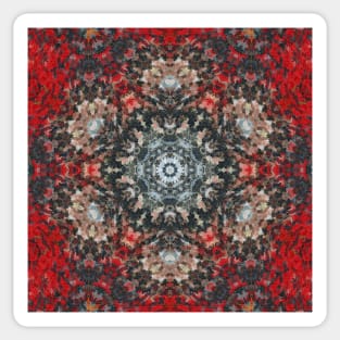 Digital Mandala Red and White Sticker